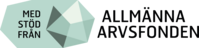 Logotyp för Allmänna Arvsfonden med texten 'Med stöd från Allmänna Arvsfonden' och en geometrisk form i ljusgrönt.