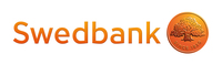 Swedbanks logotyp med orange text och ett mynt med ett träd och texten 'Since 1820'.