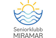 Logotyp med en stiliserad sol över vågor och texten 'Seniorklubb MIRAMAR' under bilden.