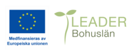 EU-flagga och logotyp för Leader Bohuslän med texten 'Medfinansieras av Europeiska unionen'.