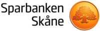 Logotyp för Sparbanken Skåne med svart text och en orange cirkel med ett träd.