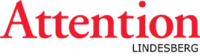 Logotyp med texten 'Attention Lindesberg' i rött och svart på vit bakgrund.