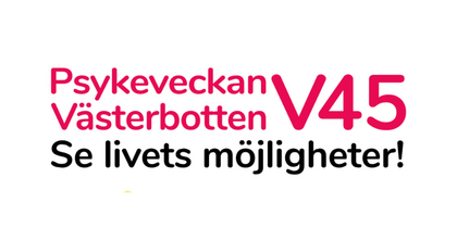 Affisch för Psykeveckan Västerbotten V45 med information om ett föredrag om blommor och bin, samt foto på en leende person.