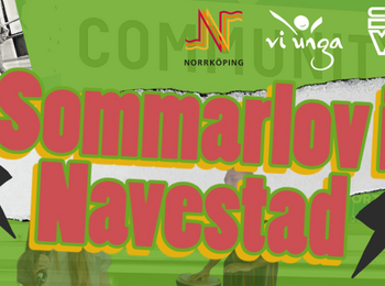 Affisch för 'Sommarlov i Navestad' med ungdomar som musicerar och logotyper för arrangörer.