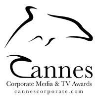 Logotyp för Cannes Corporate Media & TV Awards med en stiliserad delfin ovanför texten.