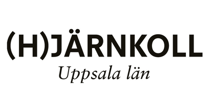 Porträtt av en person med glasögon och texten (H)JÄRNKOLL Uppsala län på vit bakgrund.