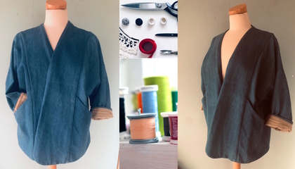 Kimonojacka på provdocka och sytråd