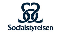 Logotyp för Socialstyrelsen med en stiliserad symbol ovanför texten 'Socialstyrelsen'.