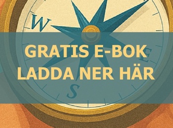 Illustration av en hand som håller en kompass med svensk text om att navigera ur ensamheten och ladda ner en gratis e-bok.
