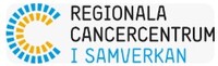 Logotyp för Regionala cancercentrum i samverkan med stiliserat C i blått och gult.