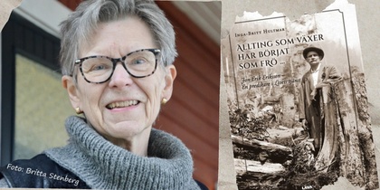 Affisch för författarbesök med information om Inga-Britt Hultmar och Jon Erik Eriksson, samt evenemangsdetaljer.