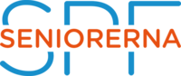 Logotyp för SPF Seniorerna med blå och orange text på vit bakgrund.