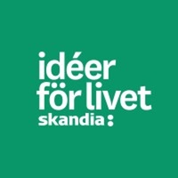 Vit text på grön bakgrund med orden 'idéer för livet skandia:'.