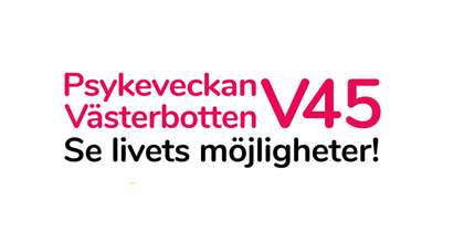 Affisch för Psykeveckan Västerbotten V45 med information om ett föredrag om blommor och bin, samt foto på en leende person.