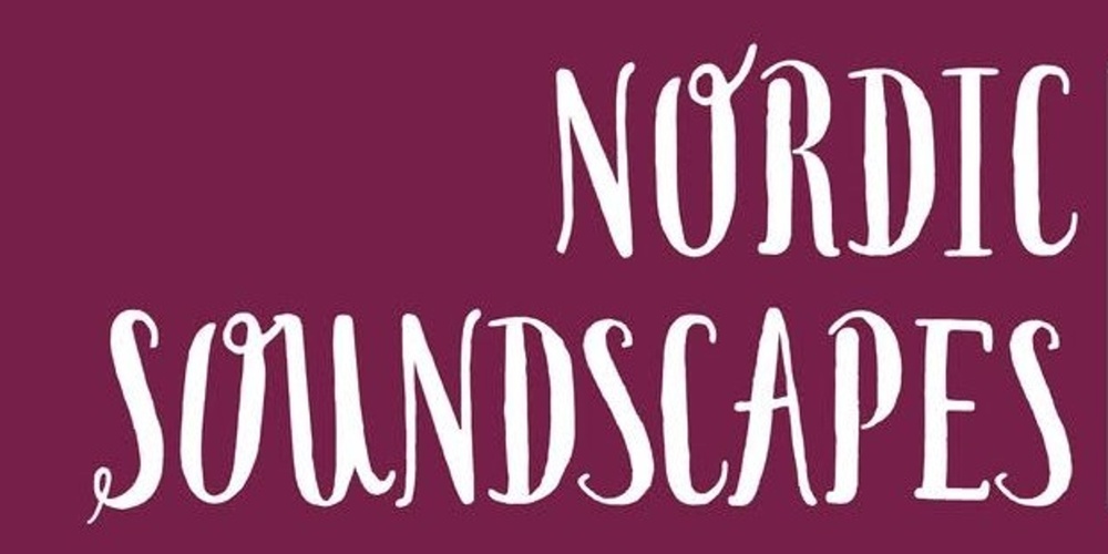 Banner för Nordic Soundscapes 2026 i Storlien, med information om datum och aktiviteter på vinröd bakgrund.