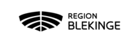 Logotyp för Region Blekinge med svart symbol och text på vit bakgrund.