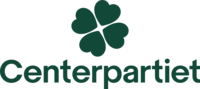 Centerpartiets logotyp med en grön fyrklöver ovanför texten 'Centerpartiet'.