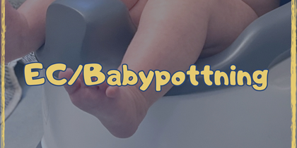 Ett litet barn sitter på en potta. Texten 'EC/Babypottning' syns över bilden.