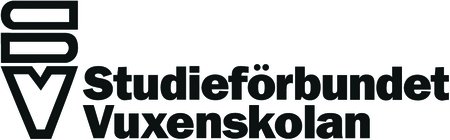 Logotyp för Studieförbundet Vuxenskolan med svart text och grafisk symbol till vänster.