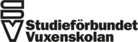 Logotyp för Studieförbundet Vuxenskolan med svart text och grafisk symbol till vänster.