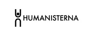 Logotyp med texten 'HUMANISTERNA' och en grafisk symbol ovanför till vänster på vit bakgrund.
