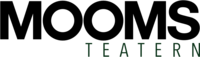 Logotyp med texten 'MOOMS TEATERN' i svart och grönt mot vit bakgrund.