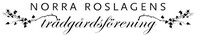 Logotyp med texten 'Norra Roslagens trädgårdsförening' och dekorativa växtmotiv.