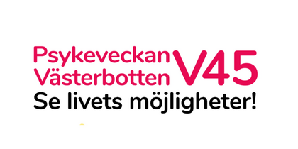 Affisch för Psykeveckan Västerbotten V45 med information om ett föredrag om blommor och bin, samt foto på en leende person.
