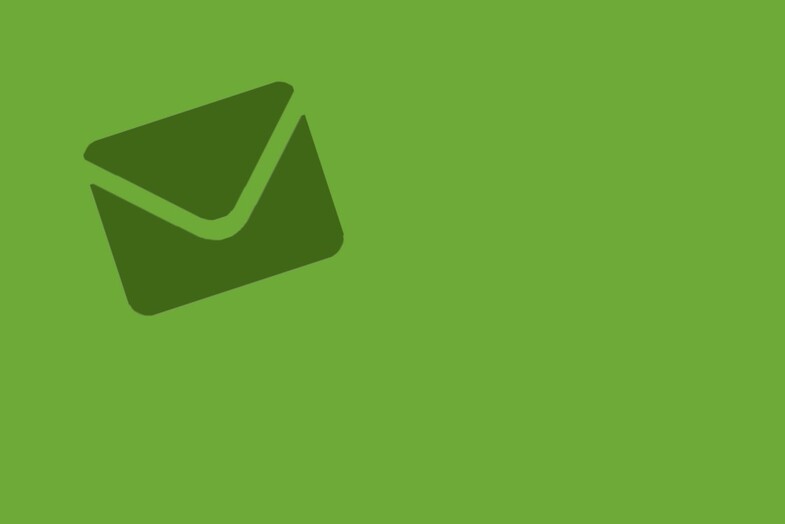 Illustration på ett grönt kuvert på en ljusgrön bakgrund.