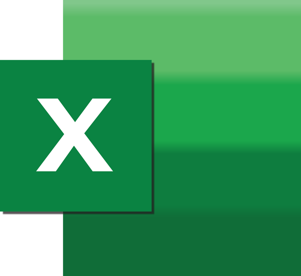 Logotyp för Microsoft Excel med ett stort vitt X på grön bakgrund i olika nyanser.