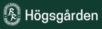 Logotyp för Bygdegårdarnas Riksförbund och texten Högsgården på mörkgrön bakgrund.