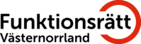 Logotyp med texten 'Funktionsrätt Västernorrland' och en röd halvcirkel till höger.