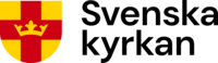 Svenska kyrkans logotyp med röd och gul vapensköld och svart text.